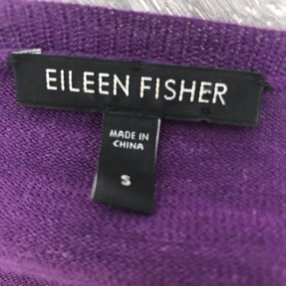 Eileen Fisher small purple cowl neck cropped long sleeve shirt sweater - Picture 5 of 5
